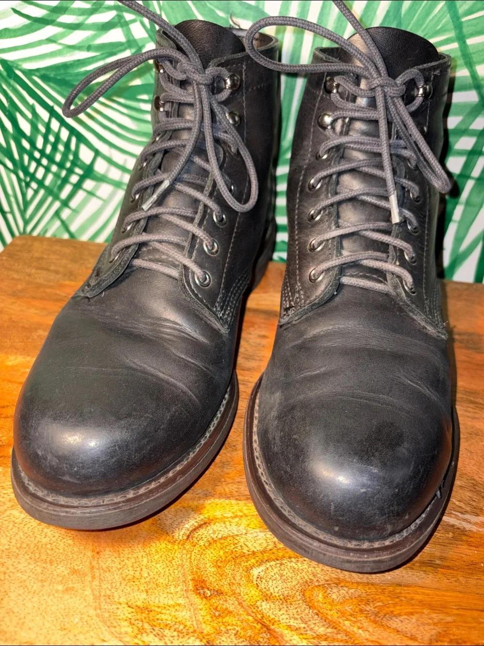 Wolverine Kilometer Black Leather Boots Mens 9.5 M